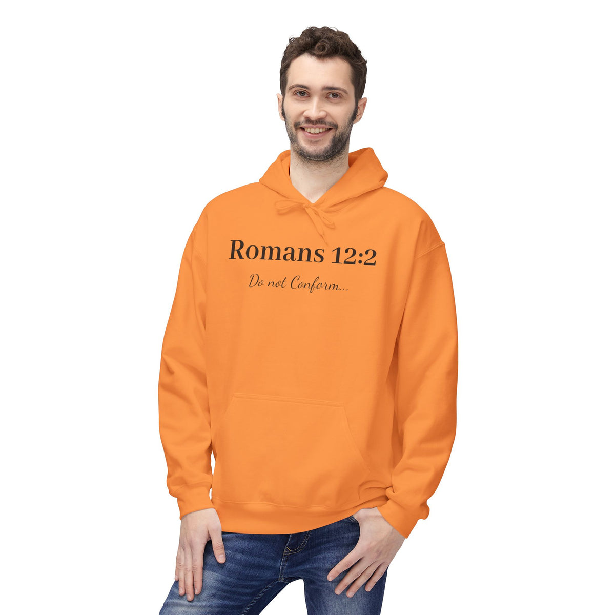 Romans 12:2 Hoodie — "Do not conform" Christian Faith Pullover