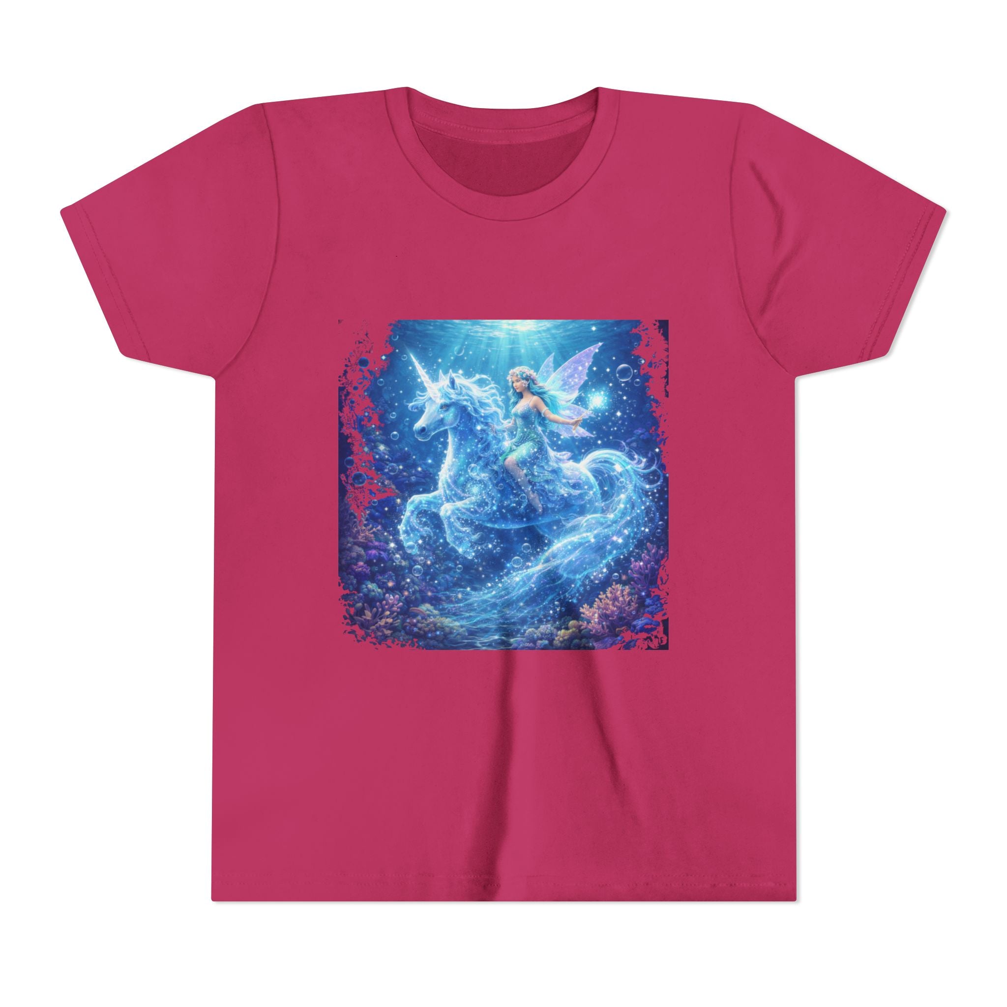 Magical Blue Unicorn & Fairy Youth T-Shirt – Enchanted Fantasy Tee for Kids