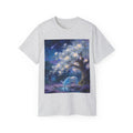 Unicorn Mystic Night Sheep Cotton Tee — Dreamy Moonlit Tree Art T-Shirt