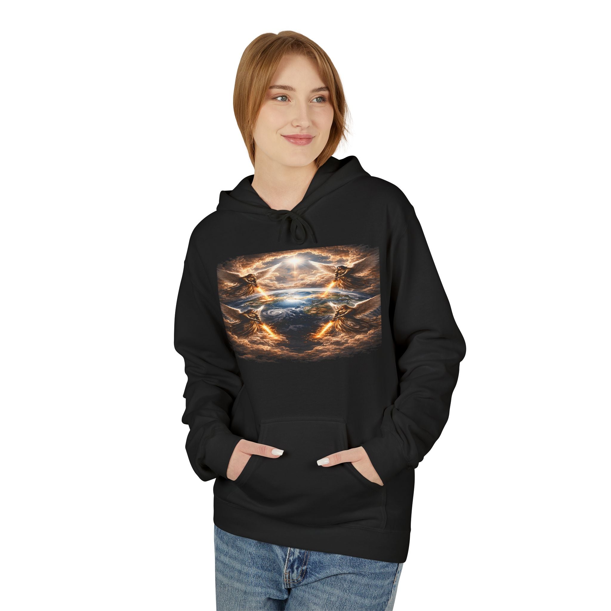 Revelation 7:1 The four Angels at the end of times-Jesus Christ retrun-Unisex Midweight Softstyle Fleece Hoodie