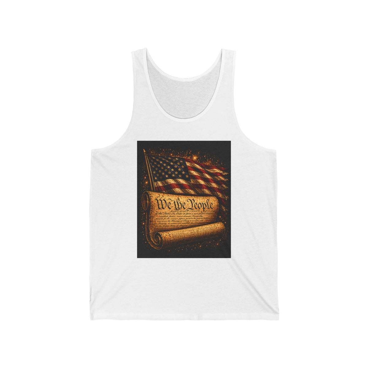 Patriotic "We the People" Tank Top – American Flag & Constitution Graphic