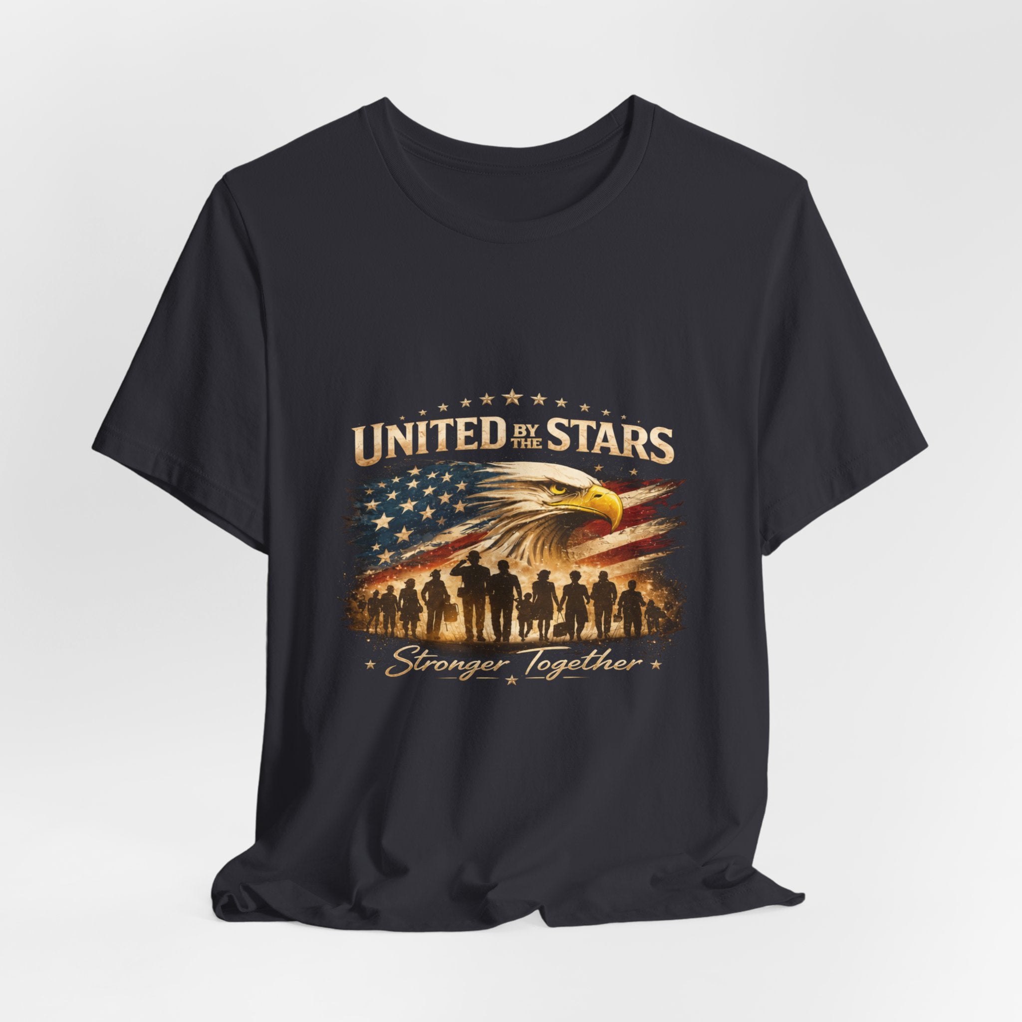 United We Stand T-Shirt – Patriotic Eagle & Soldiers “Stronger Together” Tee