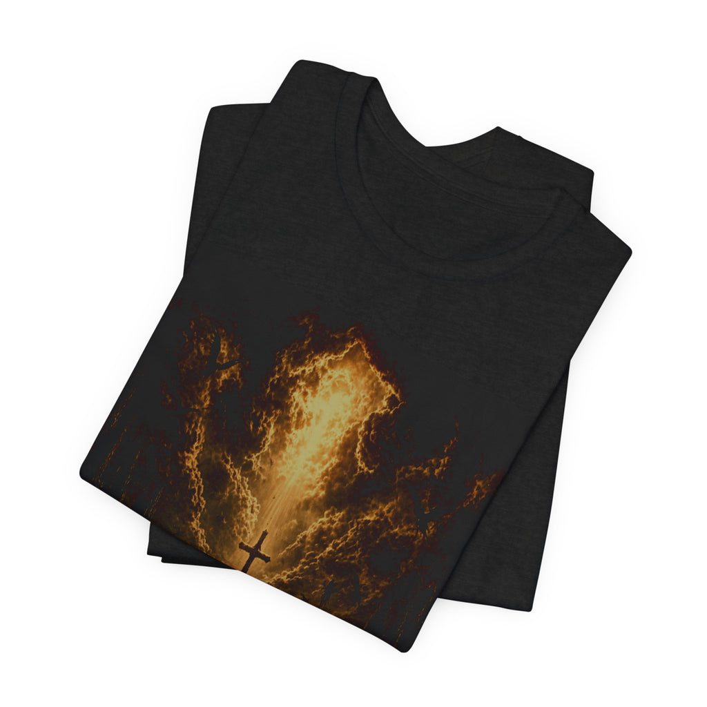 Fiery Cross Mountain Tee — Christian Faith Graphic T‑Shirt