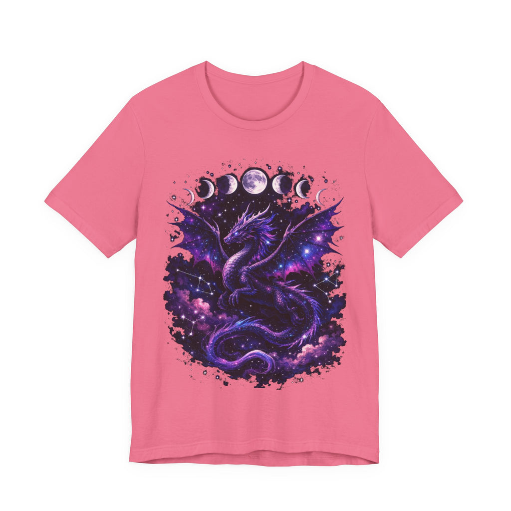 Celestial Moonphase Dragon T-Shirt — Purple Galaxy Fantasy Tee