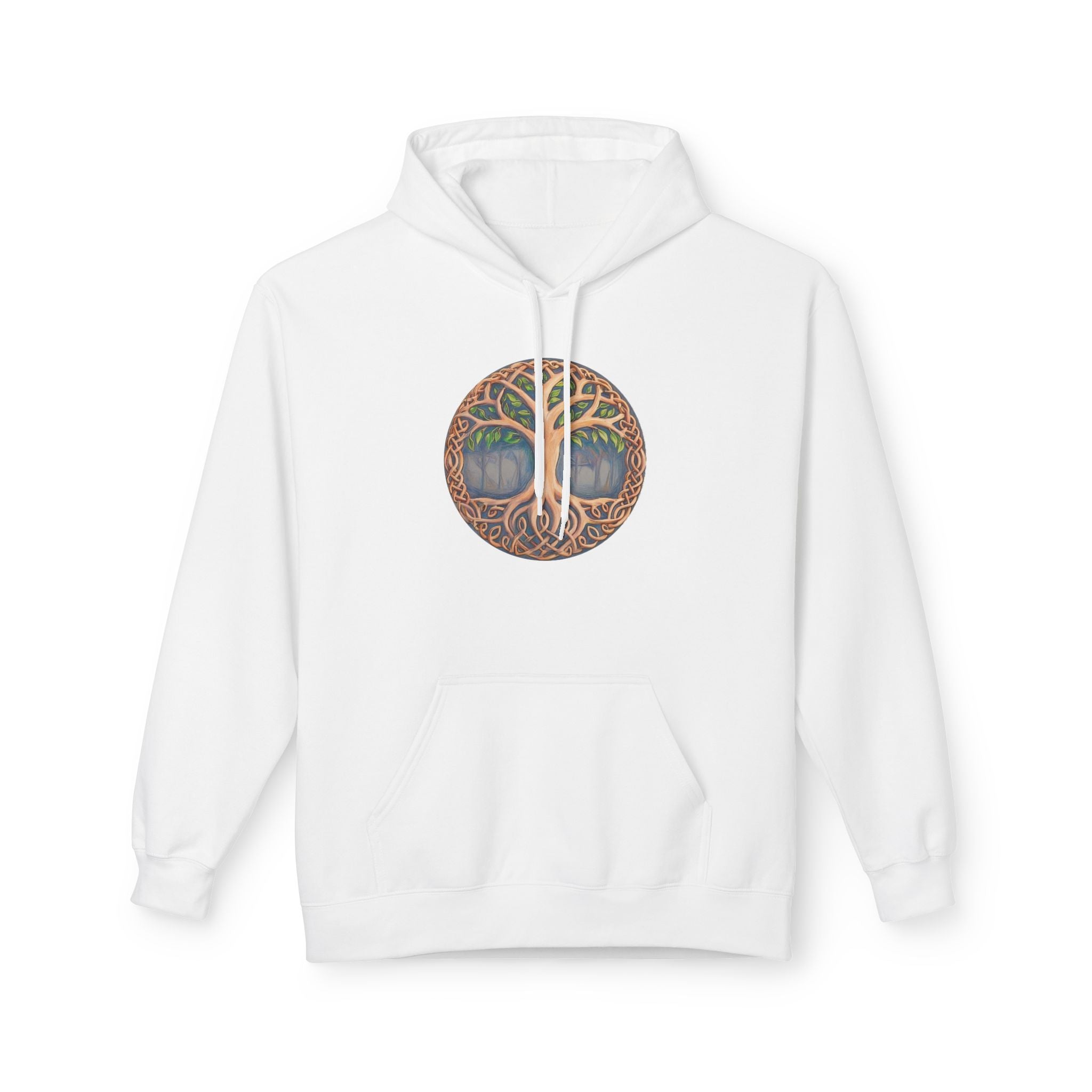 Yggdrasil Tree of Life Cotton Hoodie — Botanical Circle Art Sweatshirt