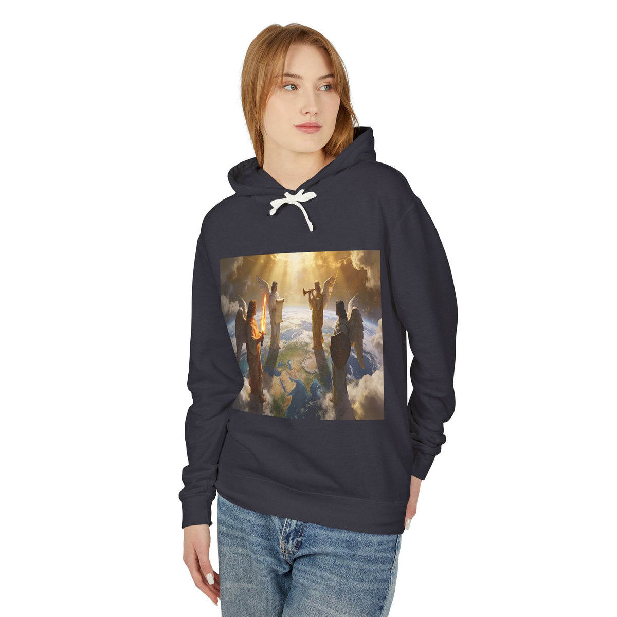The Seven Trumpets-Angel Choir Hoodie — Heavenly Light Spiritual Graphic Pullover