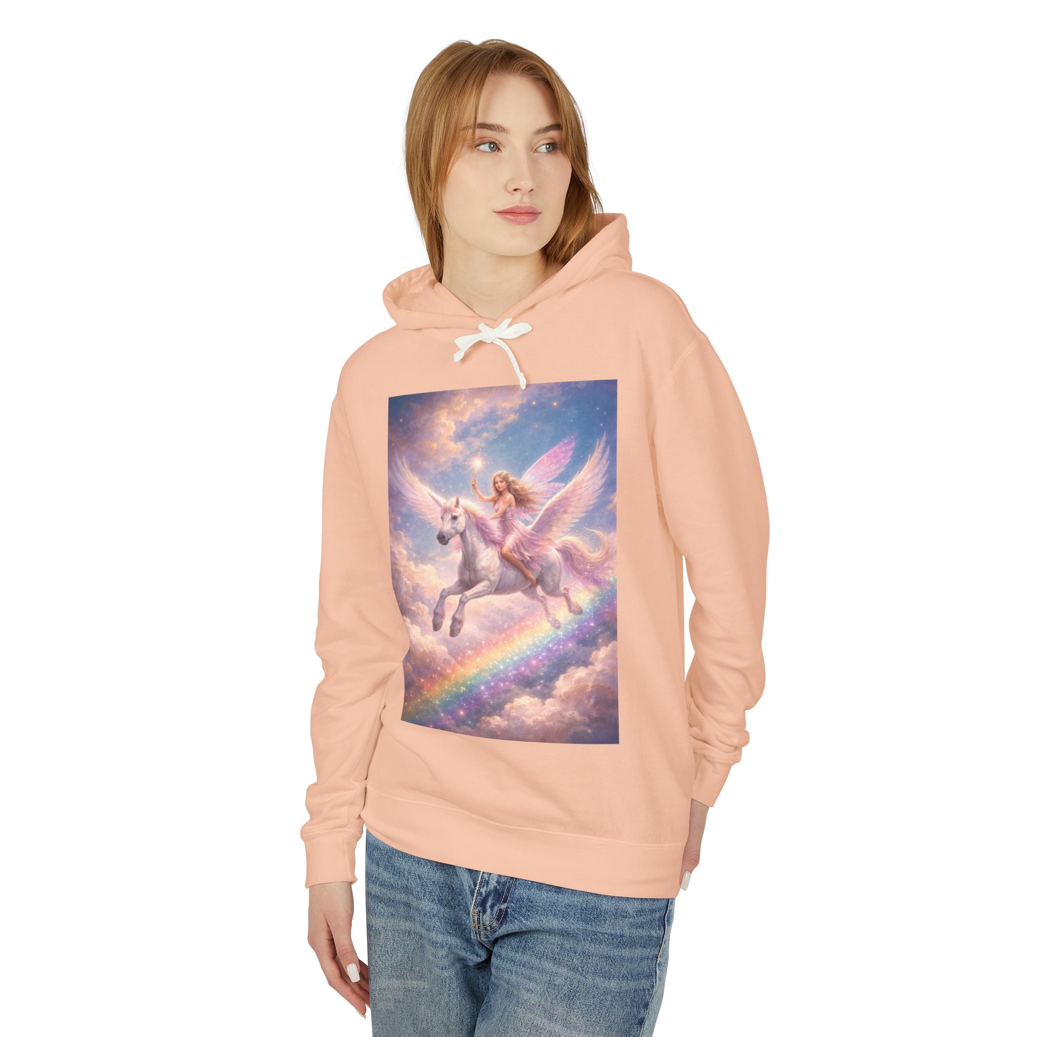 Pegasus & Fairy Rainbow Hoodie — Whimsical Unicorn Fantasy Pullover