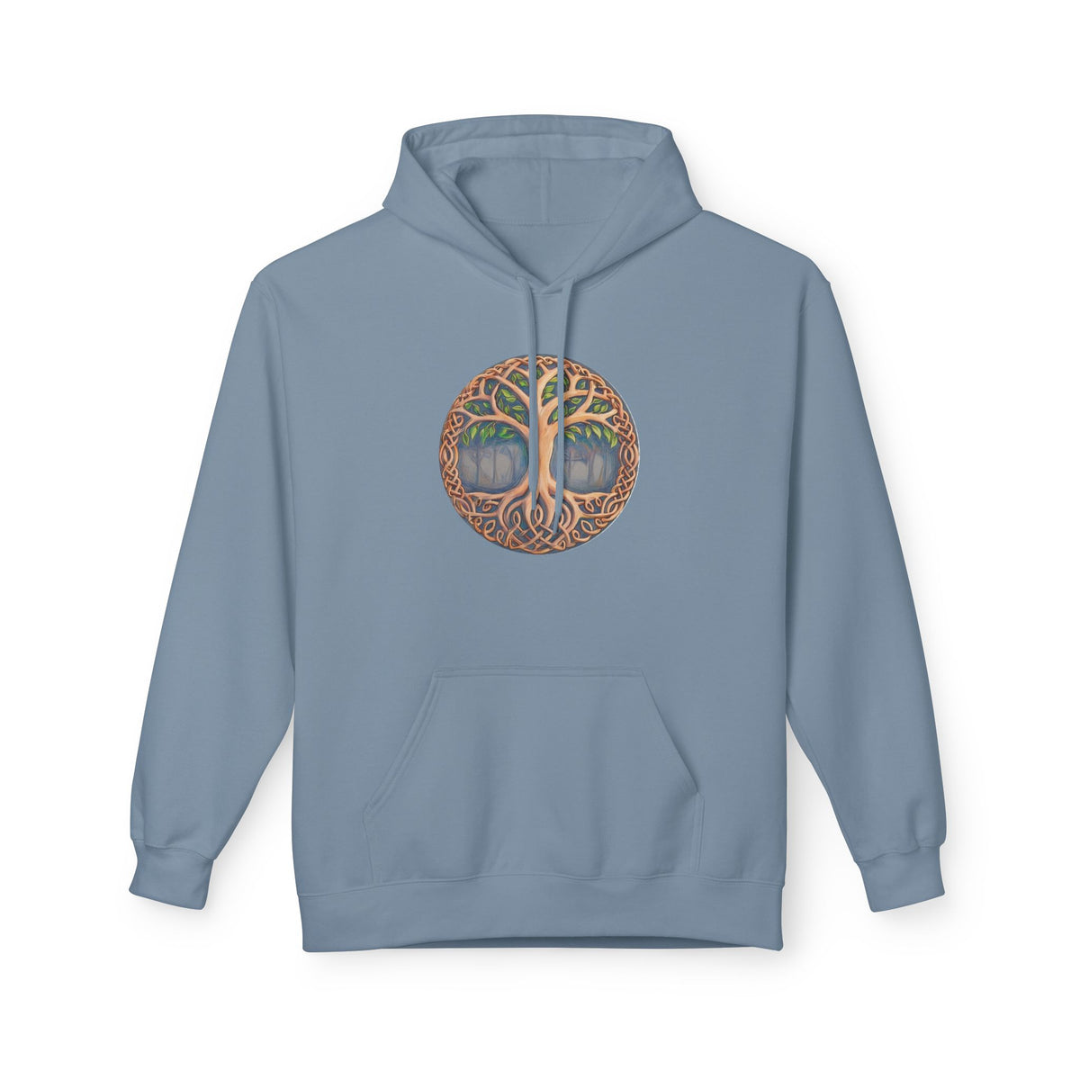 Yggdrasil Tree of Life Cotton Hoodie — Botanical Circle Art Sweatshirt