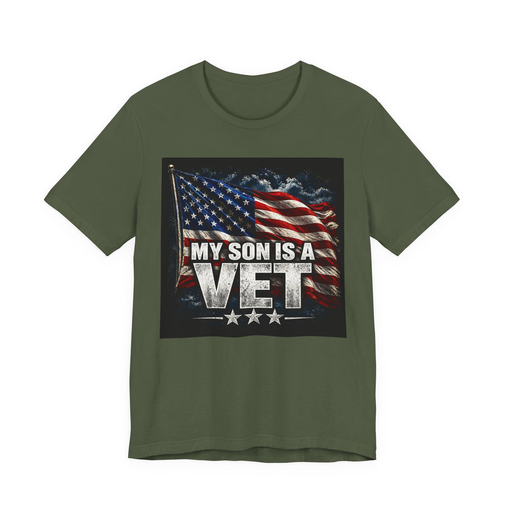 My Son Is A Vet T‑Shirt — Patriotic American Flag Tee for Proud Parents
