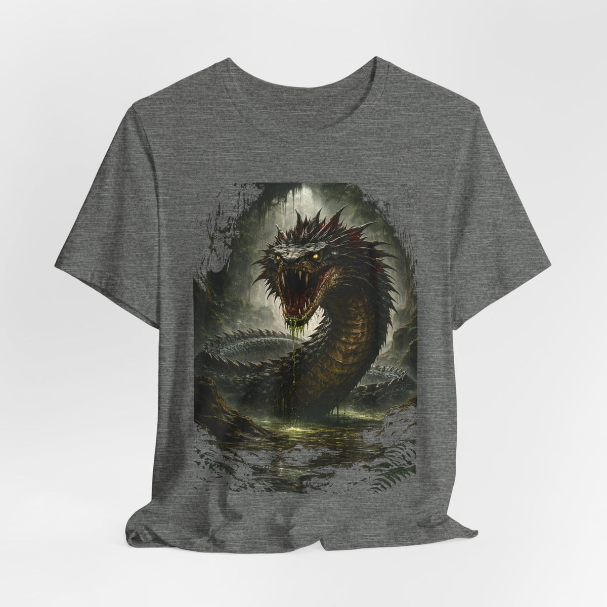 Basilisk Sea Serpent Graphic Tee — Dark Mythical Dragon Shirt