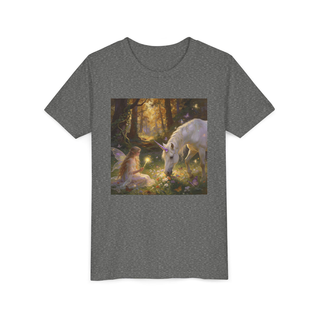 Youth Tee — Enchanted Forest Unicorn & Fairy Graphic