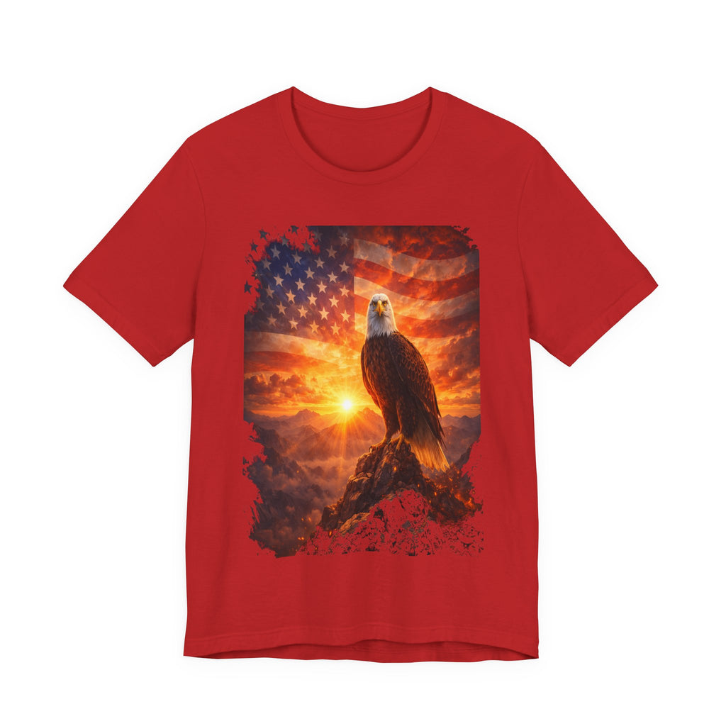 Patriotic Eagle T-Shirt – American Flag Sunrise Graphic Tee