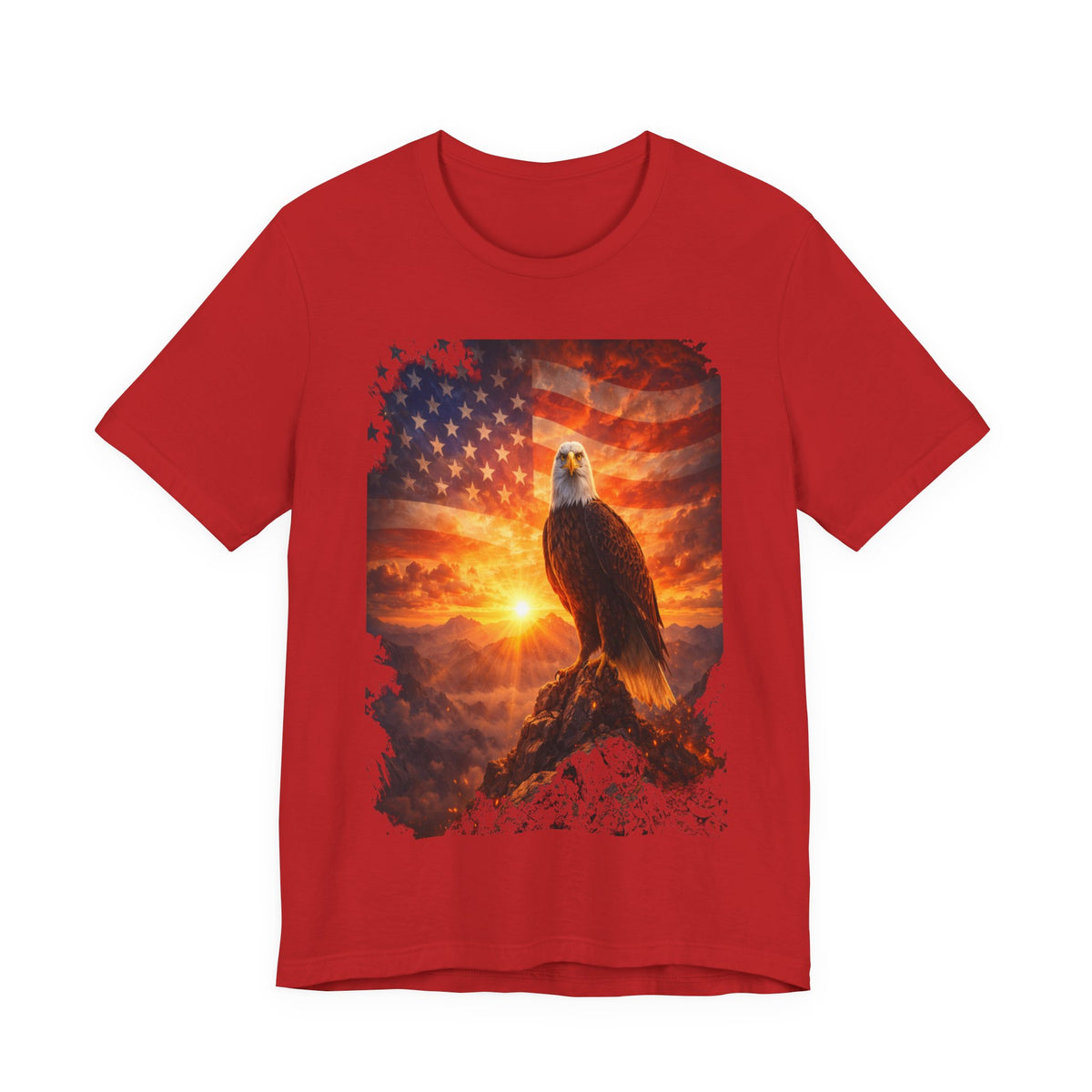 Patriotic Eagle T-Shirt – American Flag Sunrise Graphic Tee
