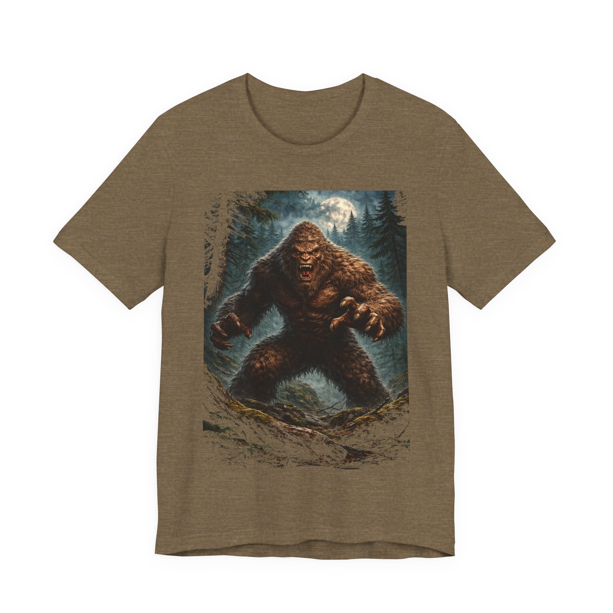 Bigfoot Monster Graphic T-Shirt — Sasquatch Forest Night Tee