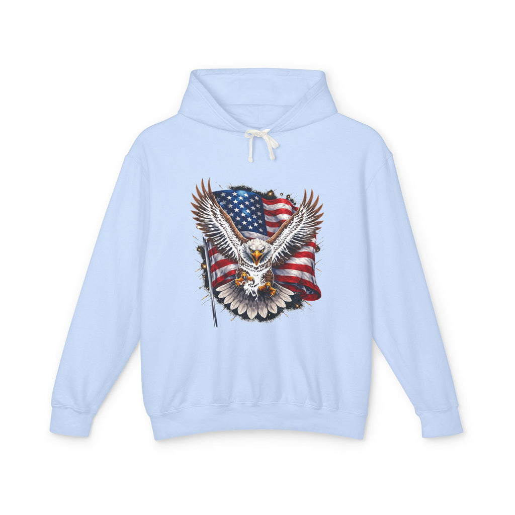 American Eagle Hoodie — Patriotic Bald Eagle with USA Flag Graphic