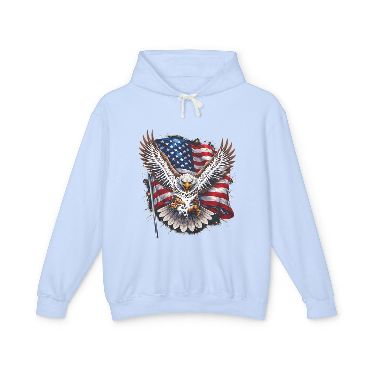 American Eagle Hoodie — Patriotic Bald Eagle with USA Flag Graphic