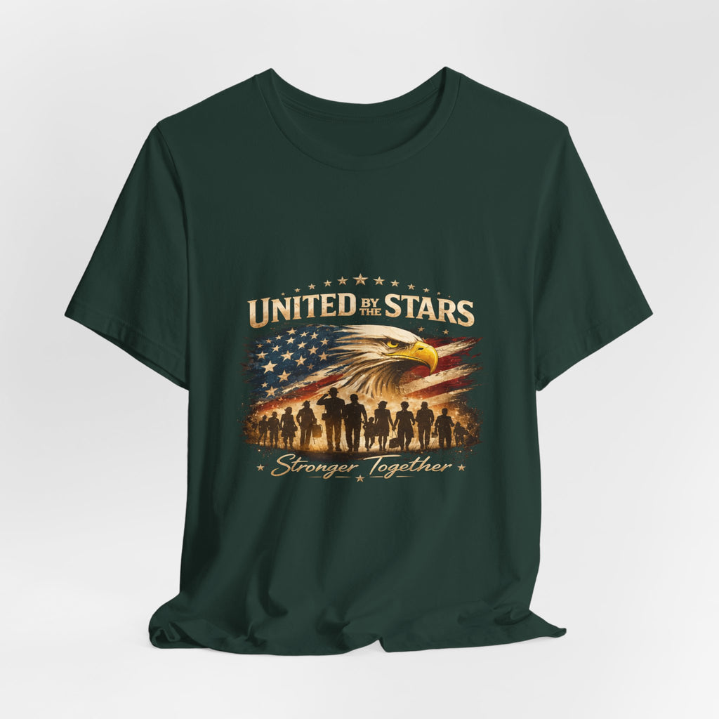 United We Stand T-Shirt – Patriotic Eagle & Soldiers “Stronger Together” Tee