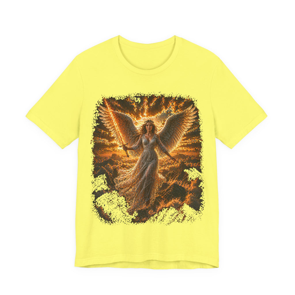 Angel Wings Graphic Tee — Fiery Guardian Angel Design