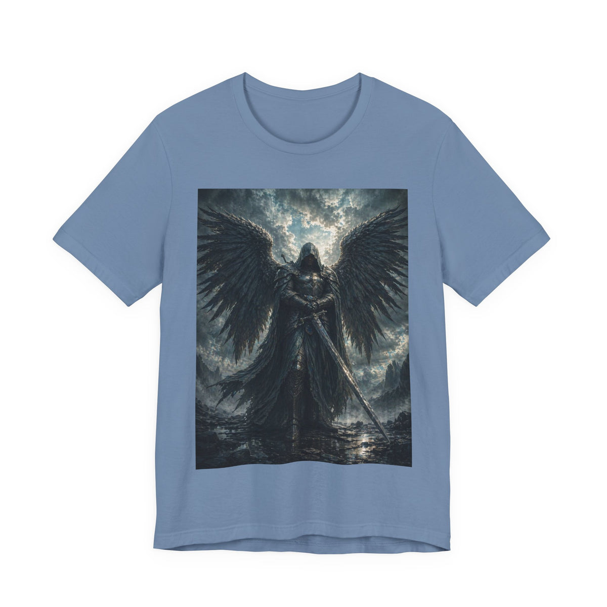 Dark Fallen Angel Graphic Tee — Gothic Warrior Angel T-Shirt