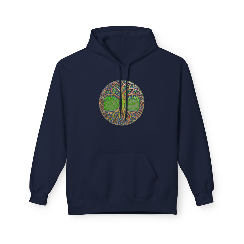 Yggdrasil Tree of Life Cotton Hoodie — Nature-Inspired Green Woodland Graphic