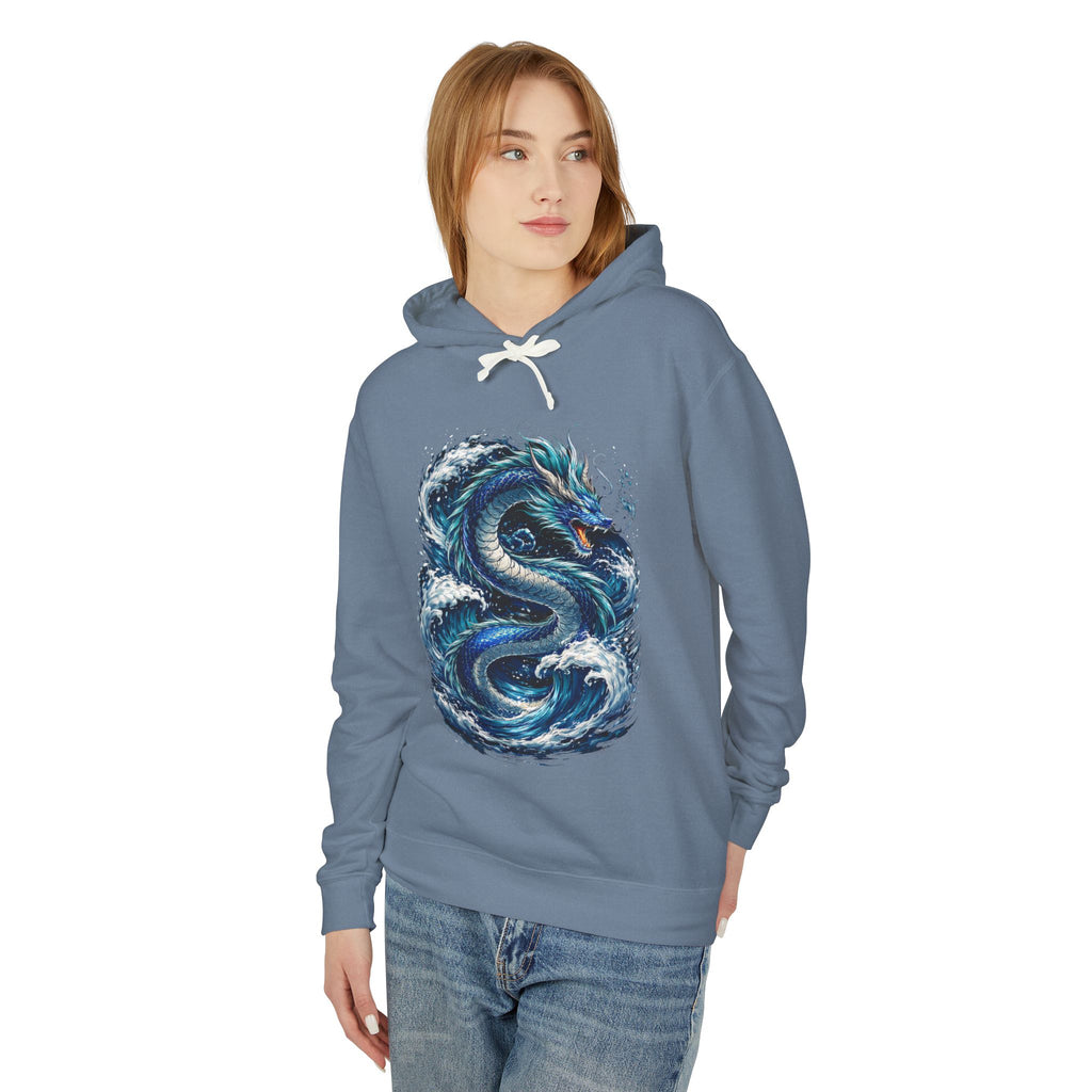 Dragon Wave Hoodie — Blue Sea Serpent Graphic Sweatshirt