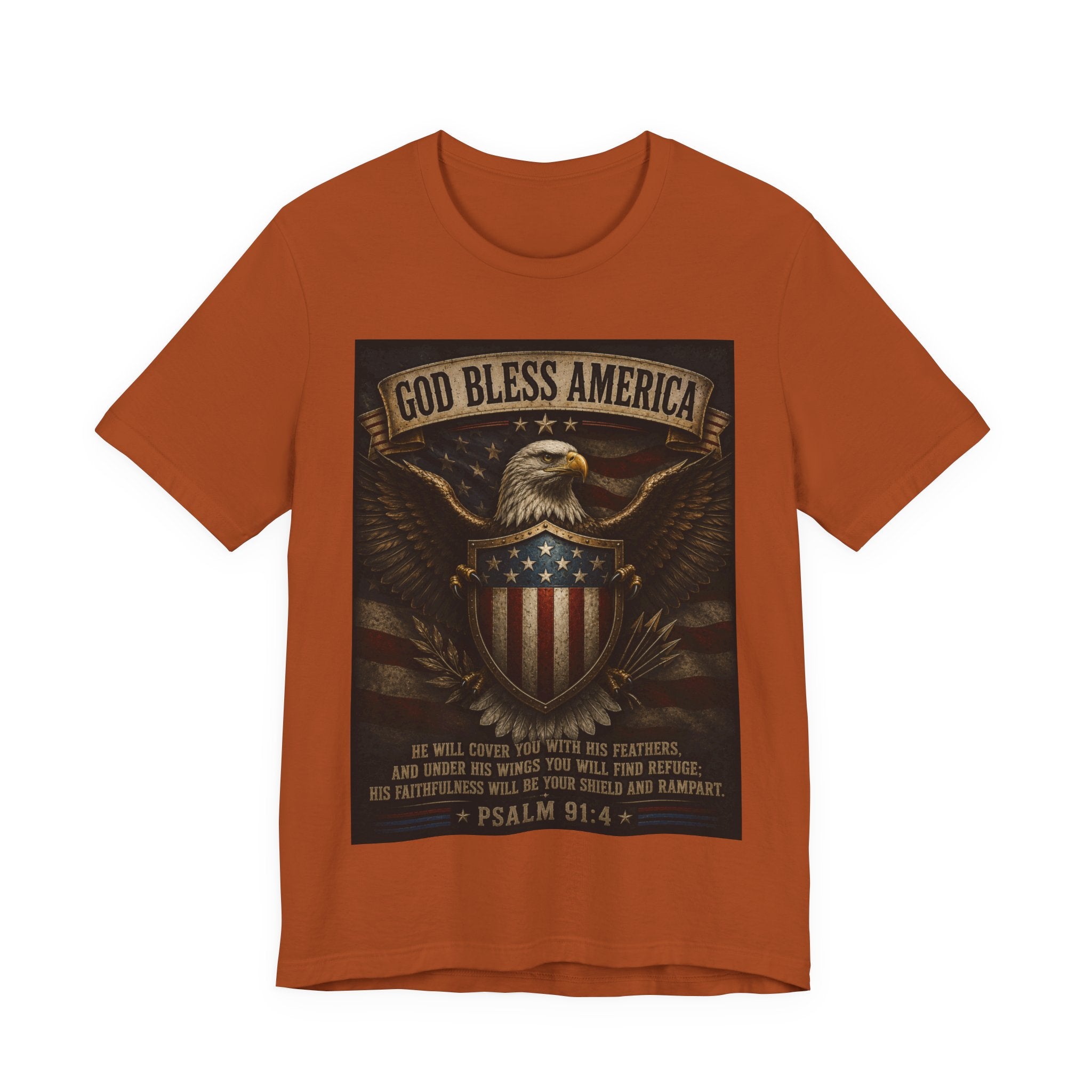 God Bless America Eagle T-Shirt – Patriotic Psalm 91:4 Graphic Tee