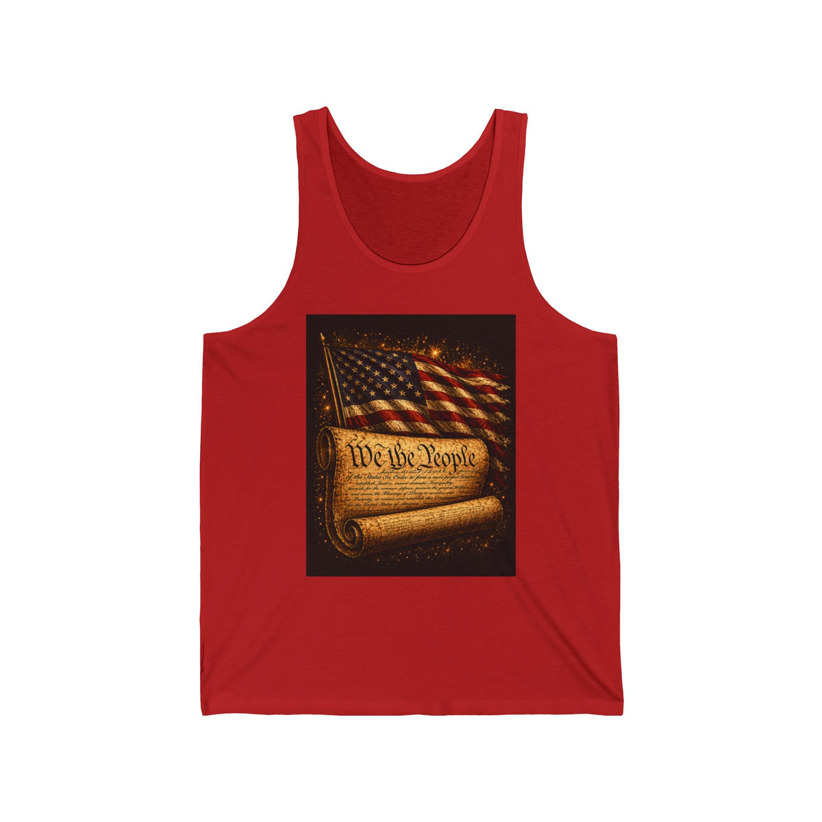 Patriotic "We the People" Tank Top – American Flag & Constitution Graphic