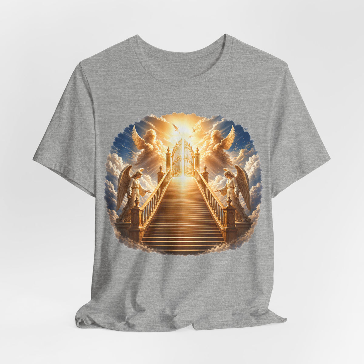 Heavenly Golden Stairway T‑Shirt — Angelic Gates Spiritual Tee
