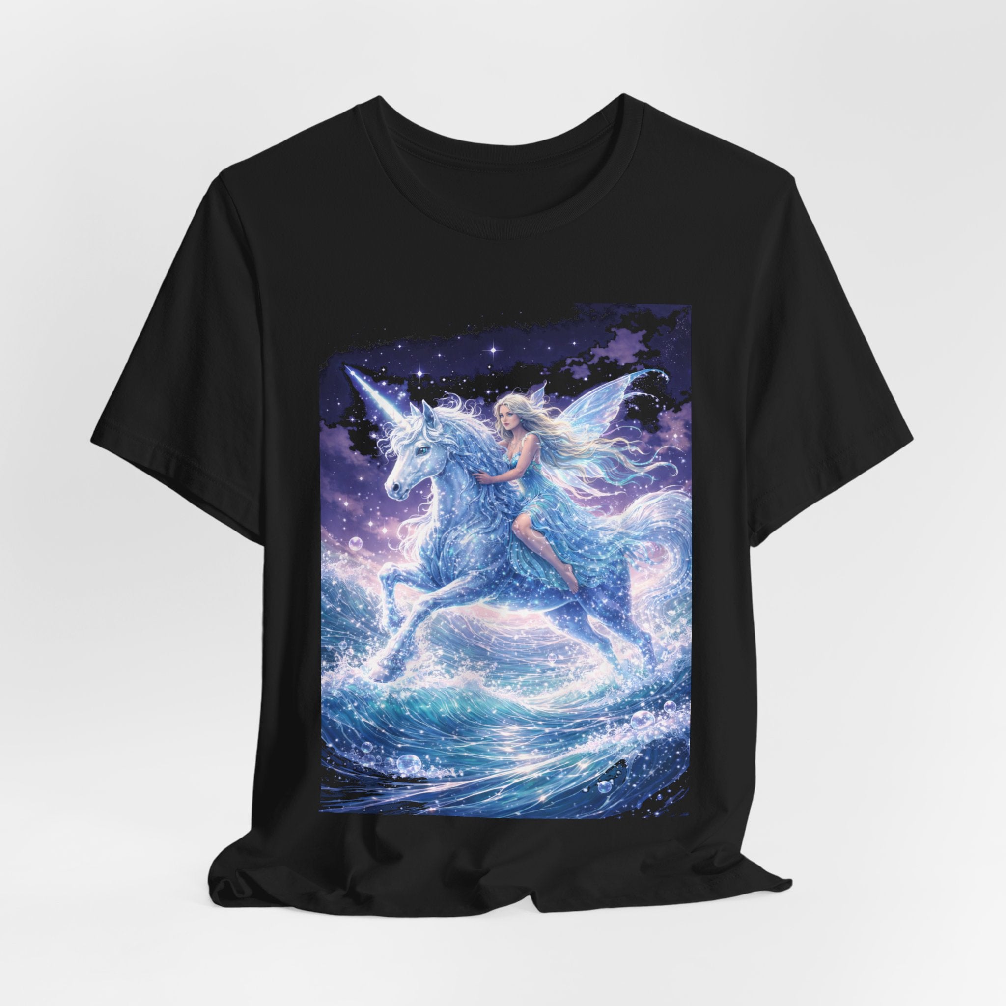 Mystical Unicorn Rider T‑Shirt – Fantasy Pegasus Night Sky Graphic Tee