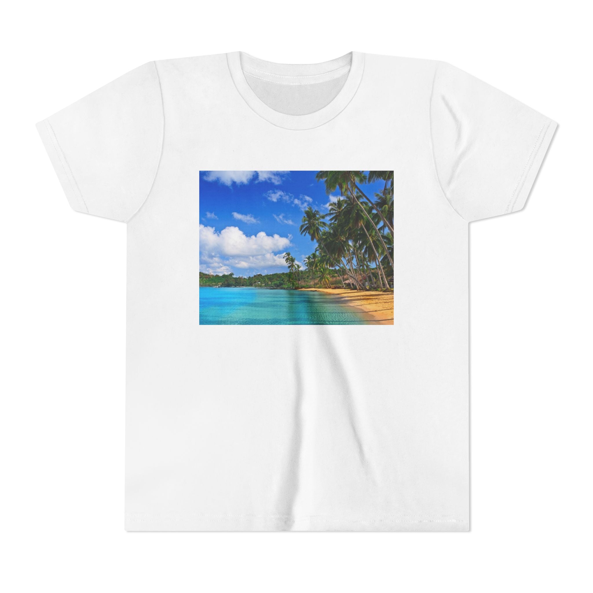 Youth Tee — Tropical Beach Photo Print Summer Vacation Shirt
