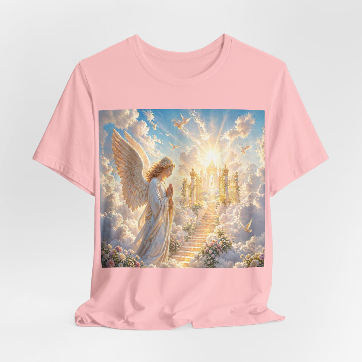 Heavenly Angel Stairway T-Shirt — Serene Christian Faith Tee