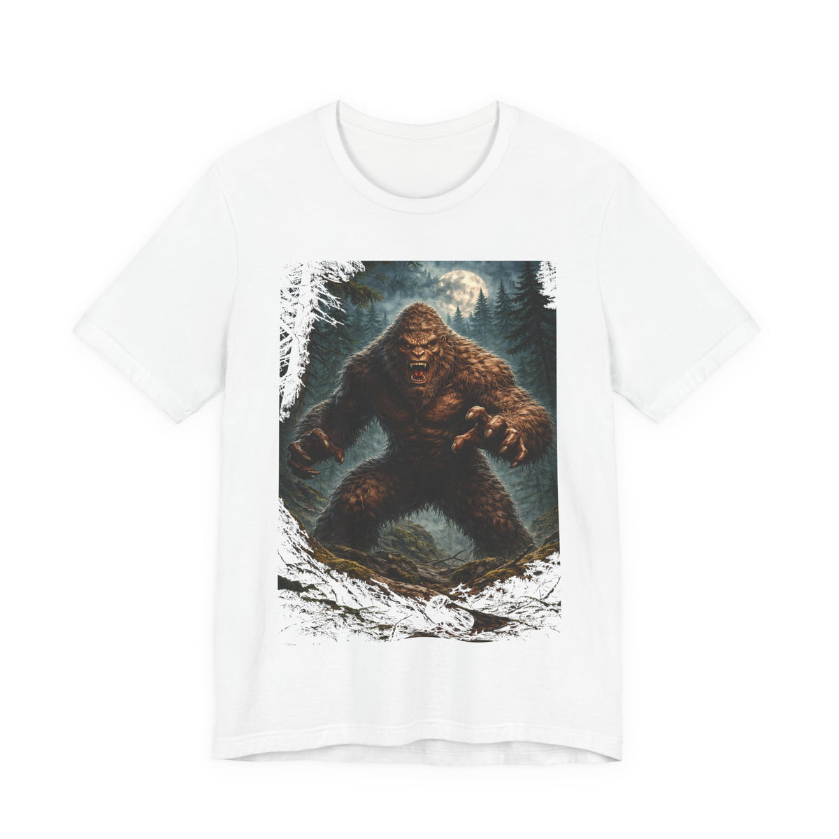 Bigfoot Monster Graphic T-Shirt — Sasquatch Forest Night Tee