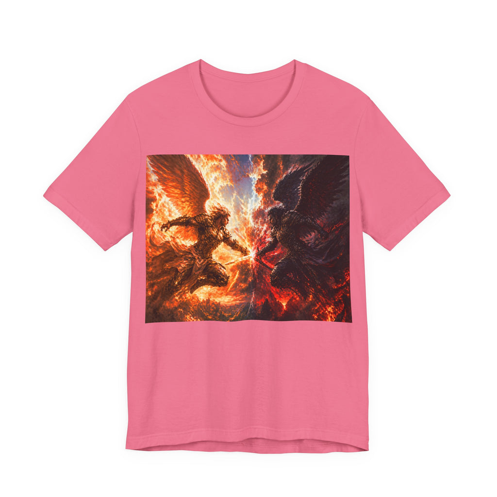 Angel vs Demon Battle T-Shirt — Fiery Fantasy Art Graphic Tee