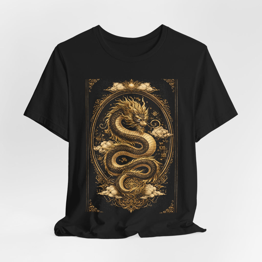 Dragon Oval Graphic Tee — Vintage Gold Snake Illustration T-Shirt