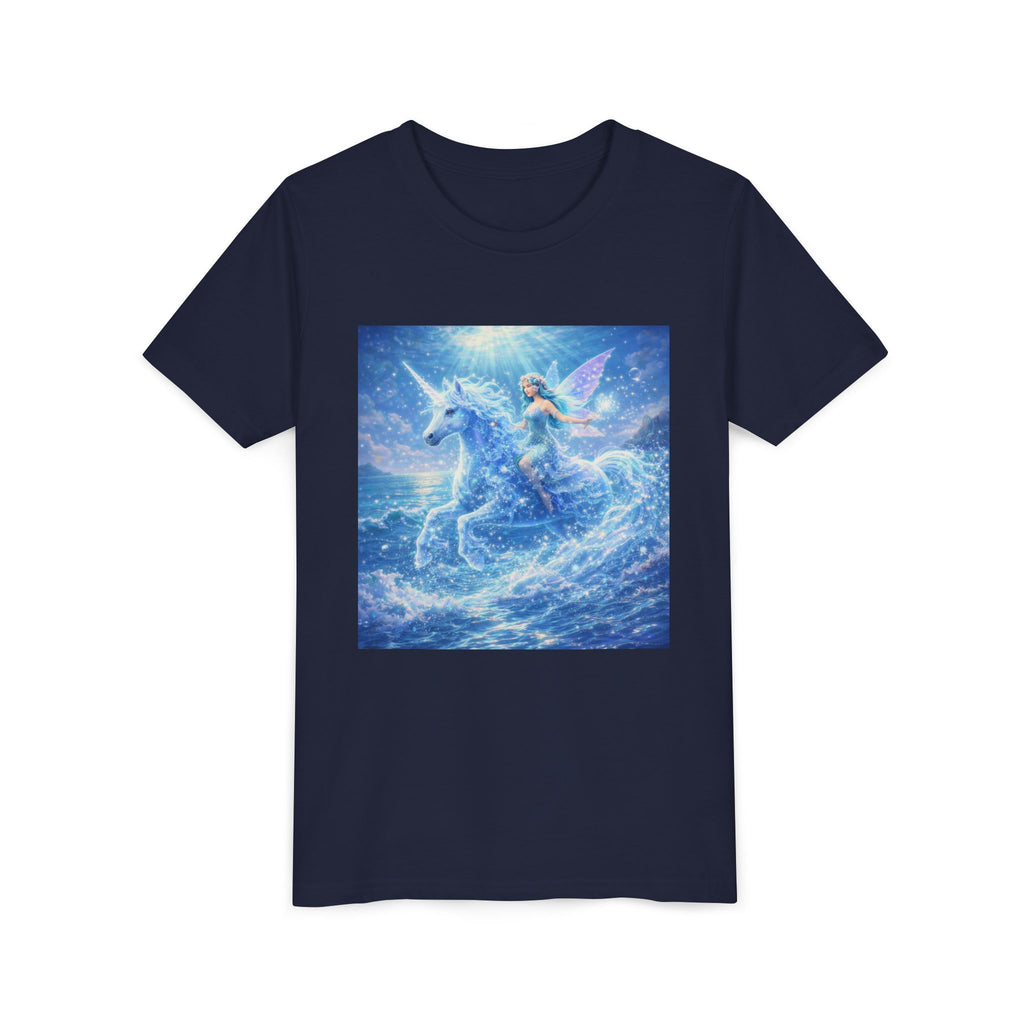 Kids Unicorn Fairy Tee — Magical Blue Pegasus Graphic Youth T-Shirt