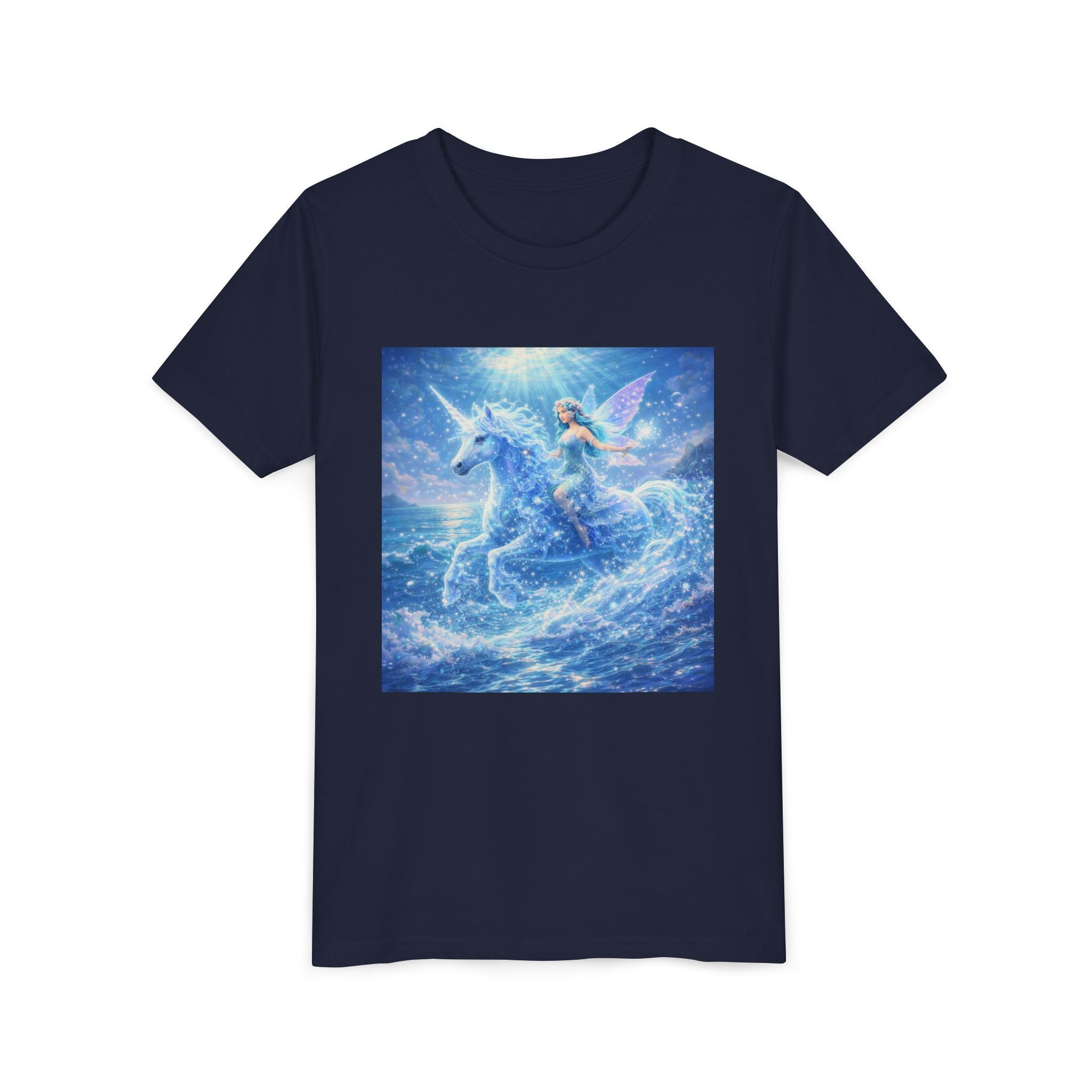 Kids Unicorn Fairy Tee — Magical Blue Pegasus Graphic Youth T-Shirt