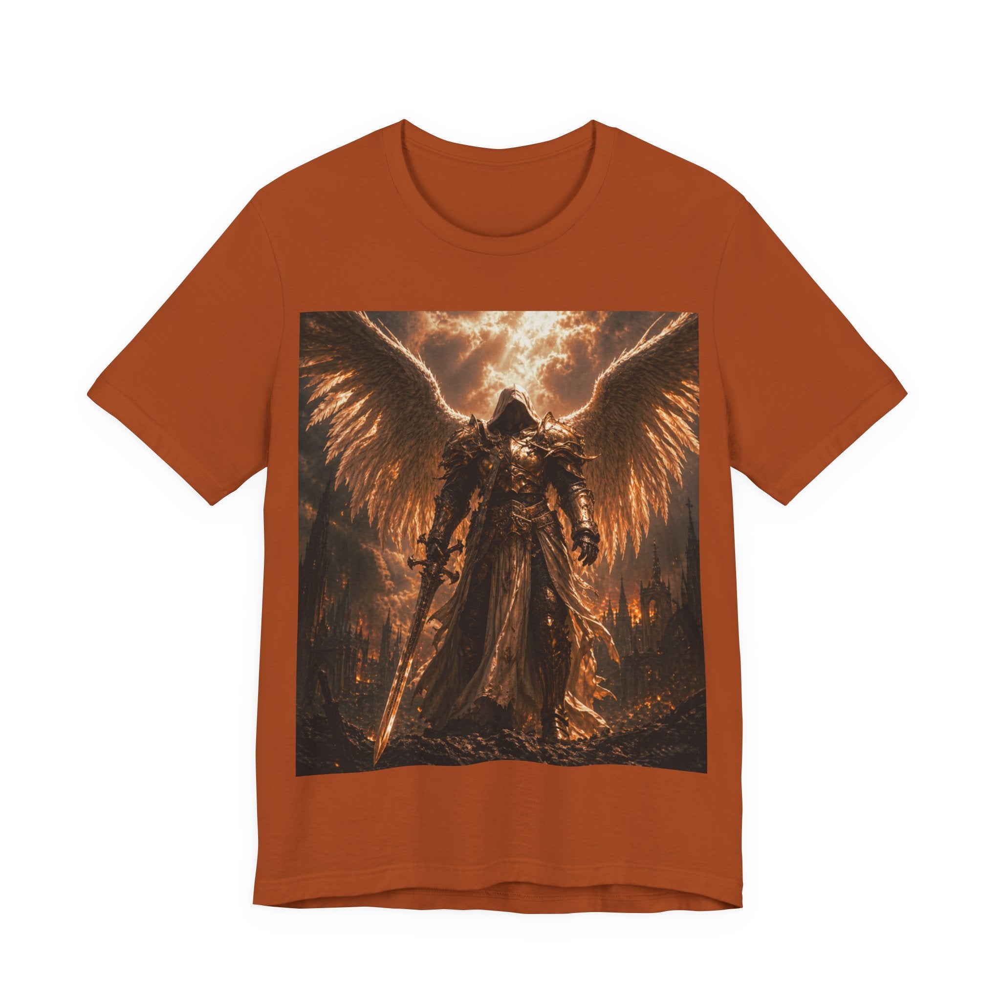 Angel of Fury Graphic Tee — Dark Fantasy Winged Warrior T‑Shirt