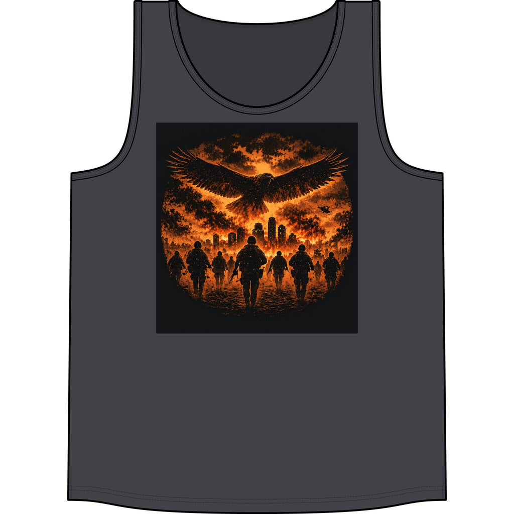 Band Tank Top — 'The Concert' Silhouette Tour Tank with Fiery Eagle Design
