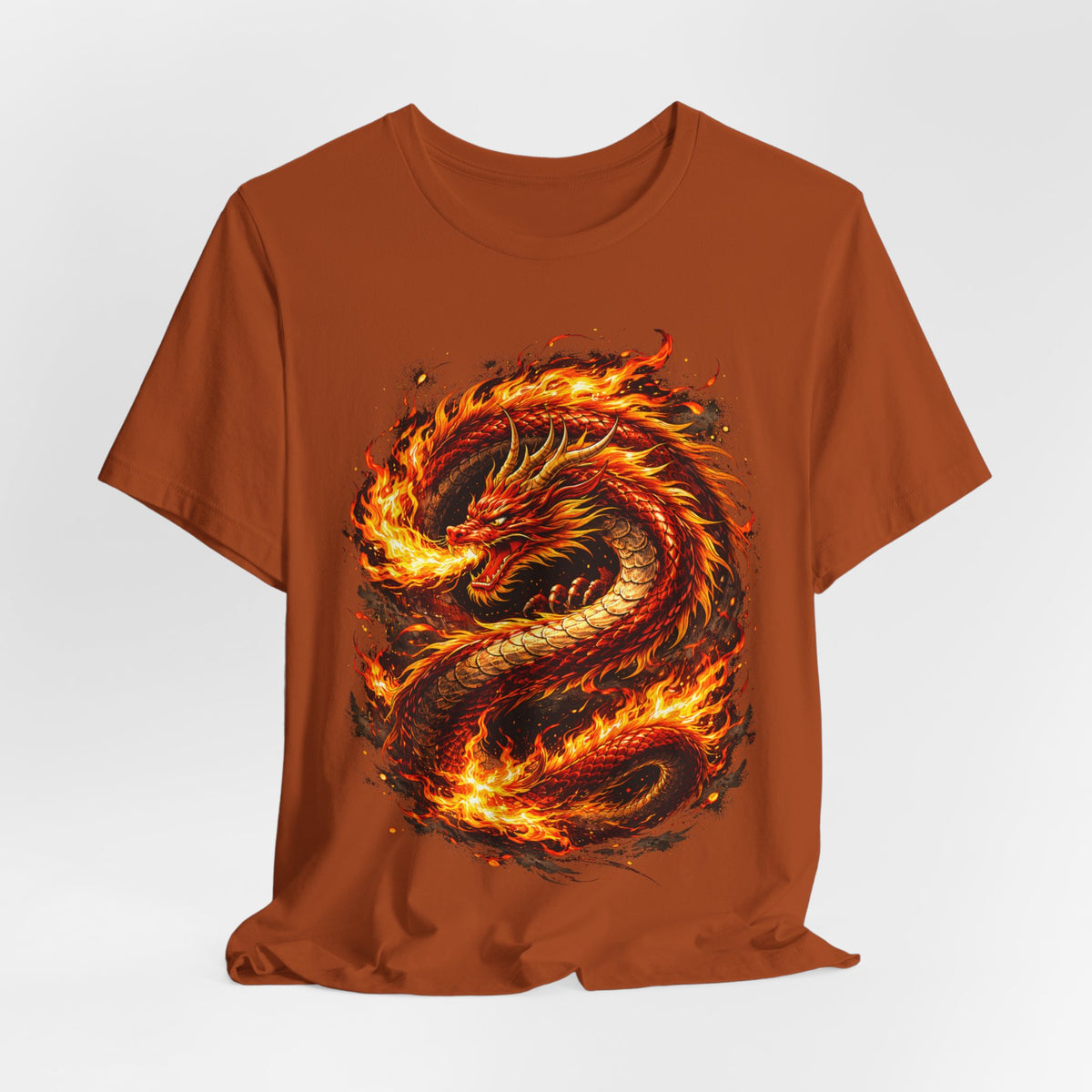 Flaming Dragon T-Shirt — Fiery Eastern Dragon Graphic Tee