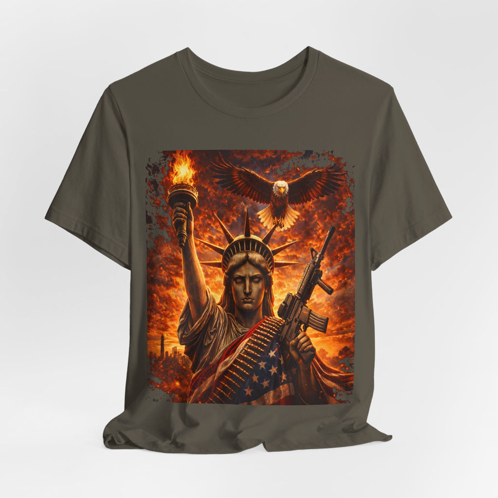 USA Liberty T-Shirt — Statue of Liberty with Eagle & Flag Graphic