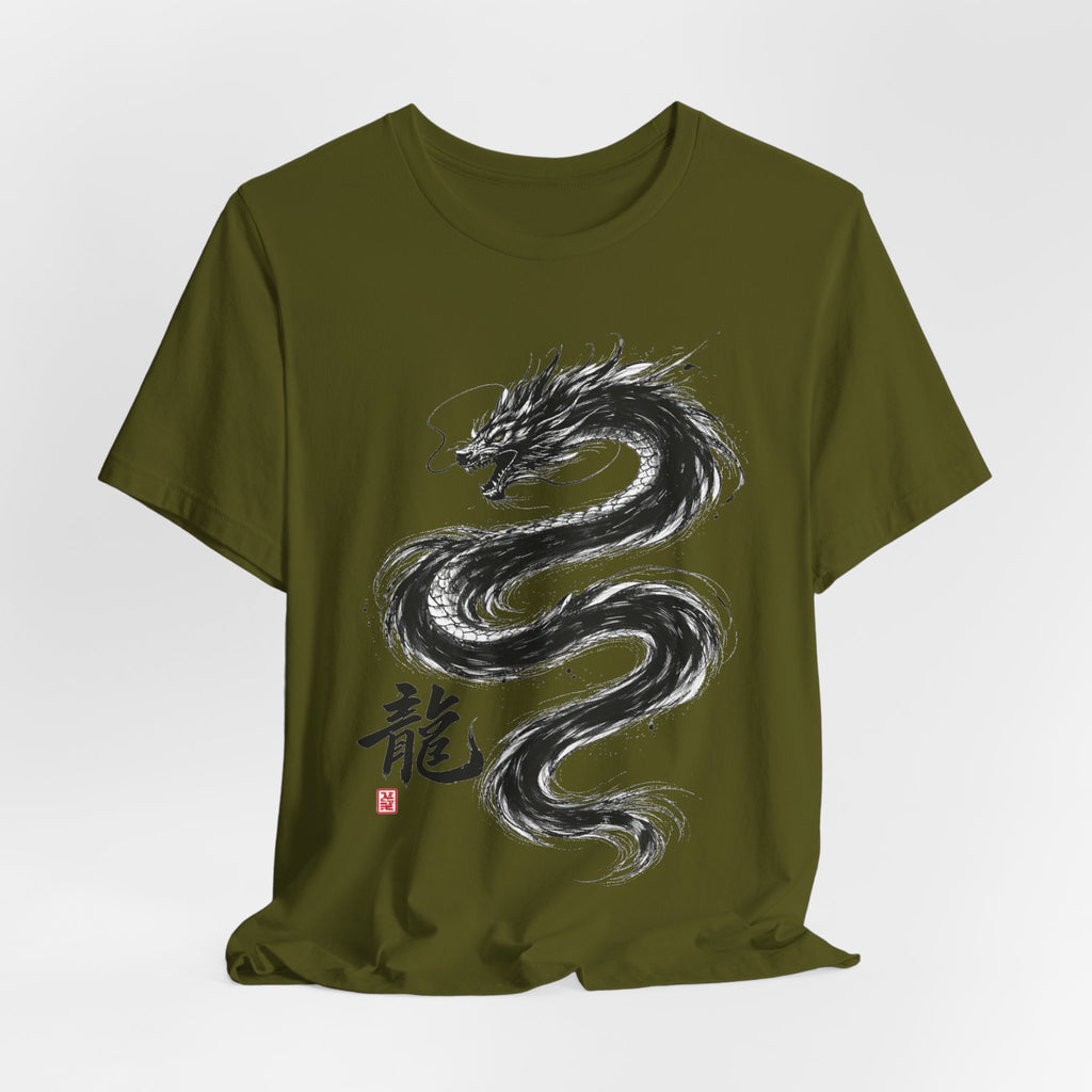 Dragon Brushstroke Tee — Asian Ink Dragon T-Shirt