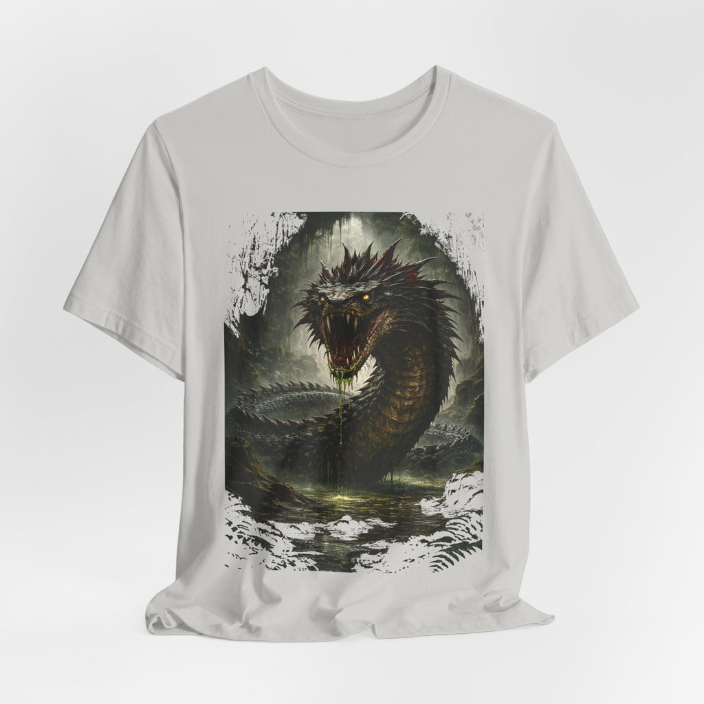 Basilisk Sea Serpent Graphic Tee — Dark Mythical Dragon Shirt