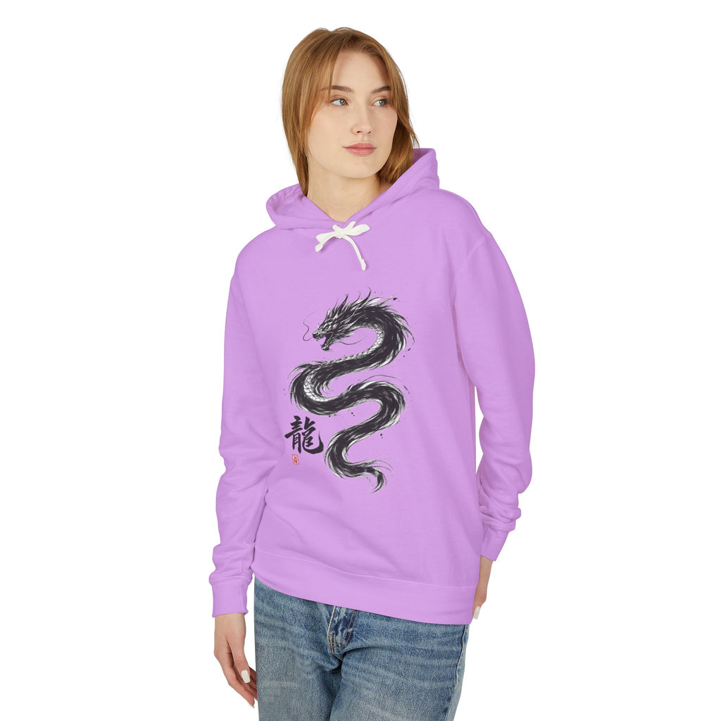 Dragon Ink Hoodie — Oriental Brush Stroke Dragon Sweatshirt