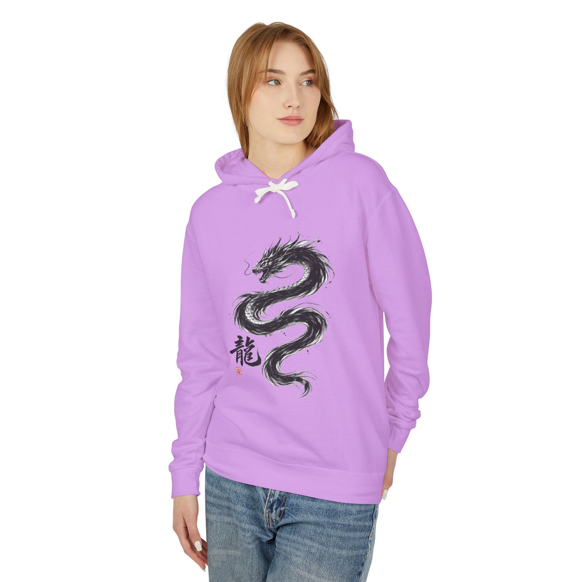 Dragon Ink Hoodie — Oriental Brush Stroke Dragon Sweatshirt