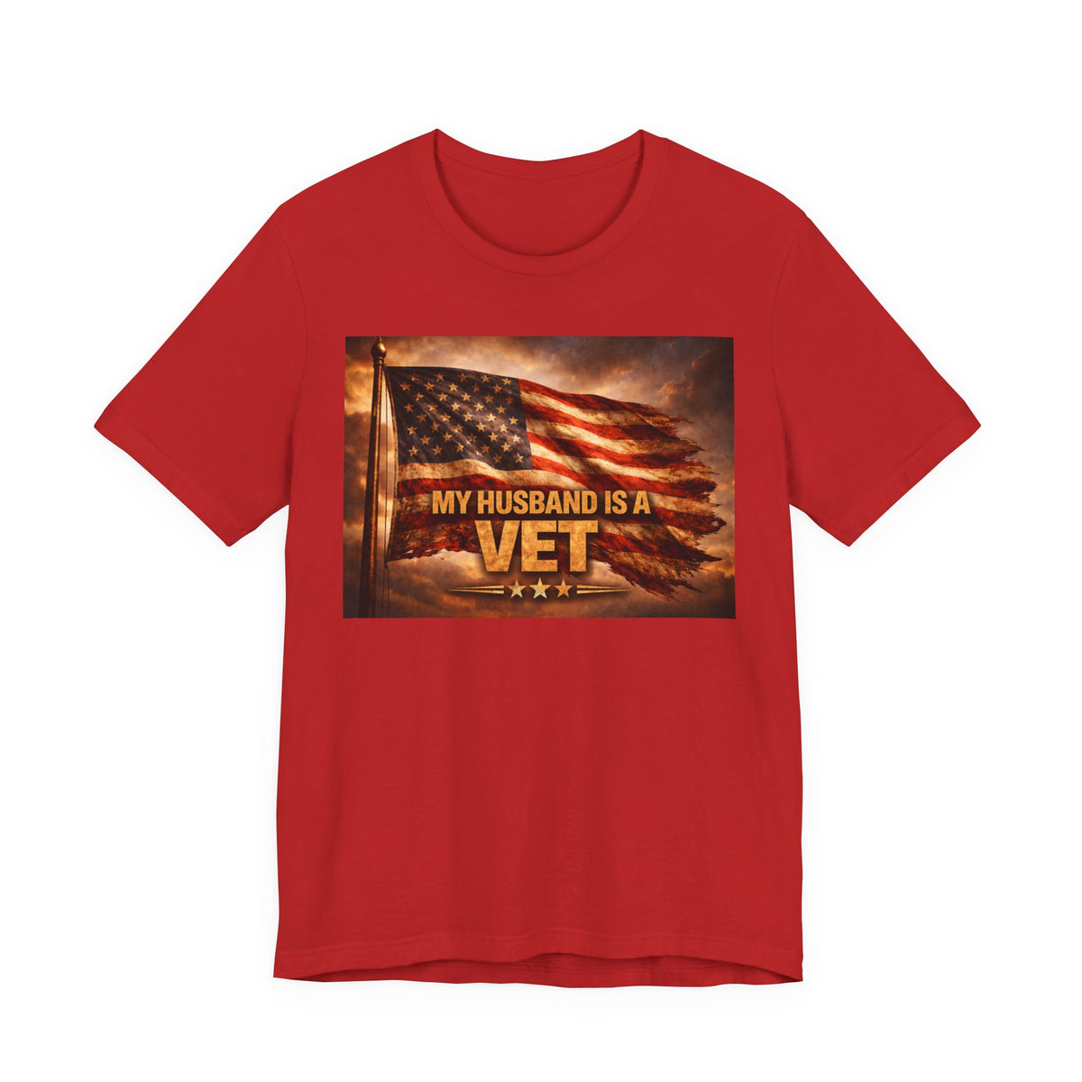 My Husband Is A Vet T-Shirt — Patriotic American Flag Military Tee for Military Wives