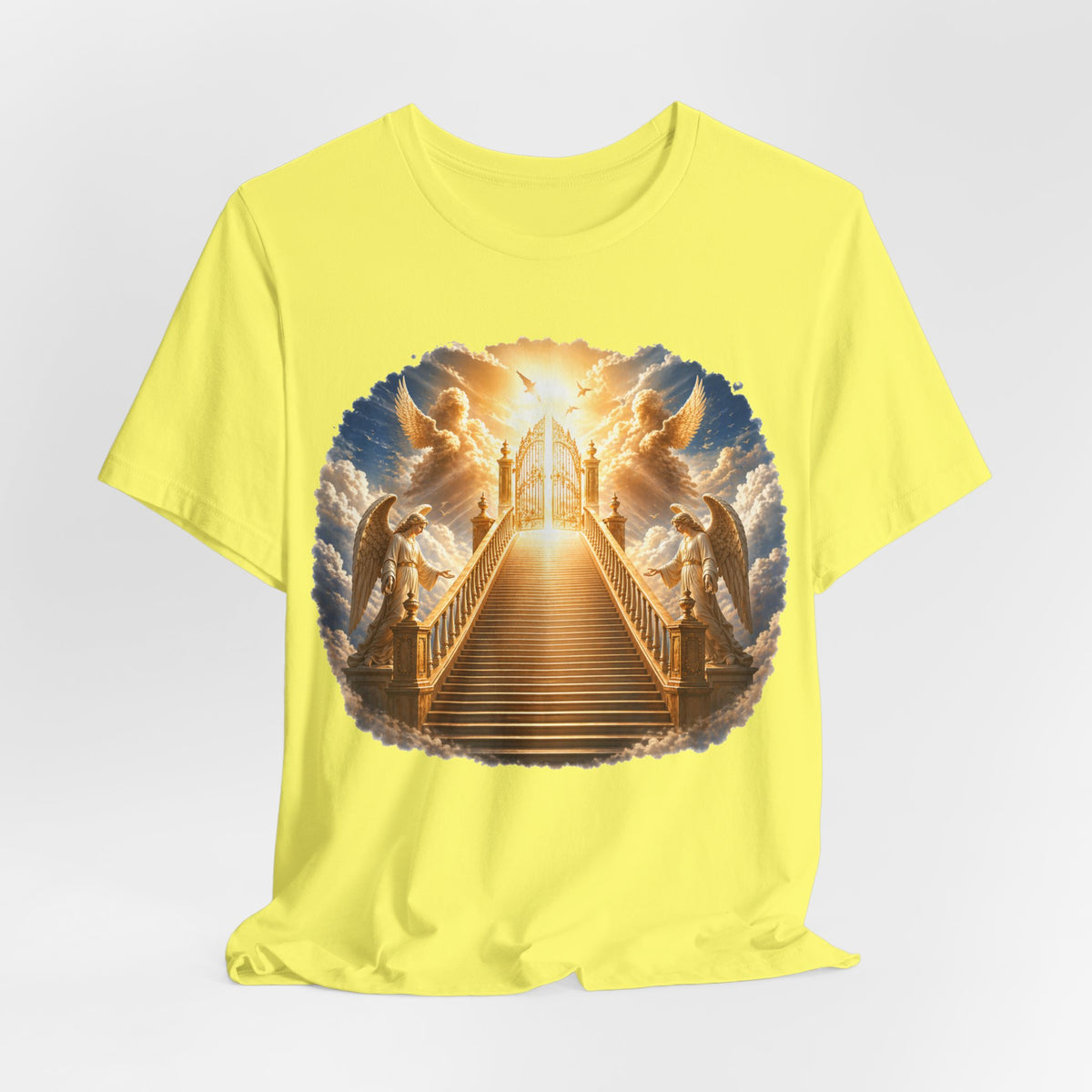 Heavenly Golden Stairway T‑Shirt — Angelic Gates Spiritual Tee