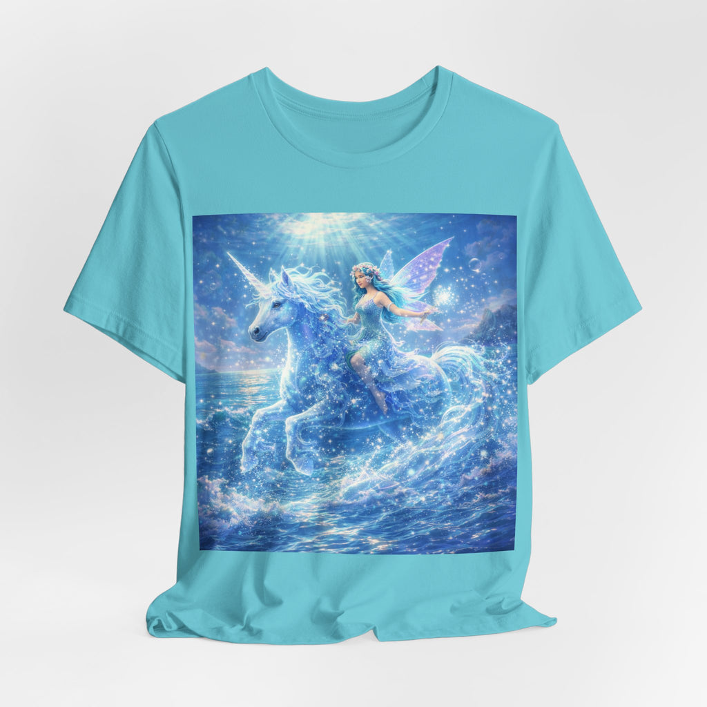 Mystic Sea Unicorn Tee — Fairy Riding Pegasus Surfing Ocean Graphic T-Shirt