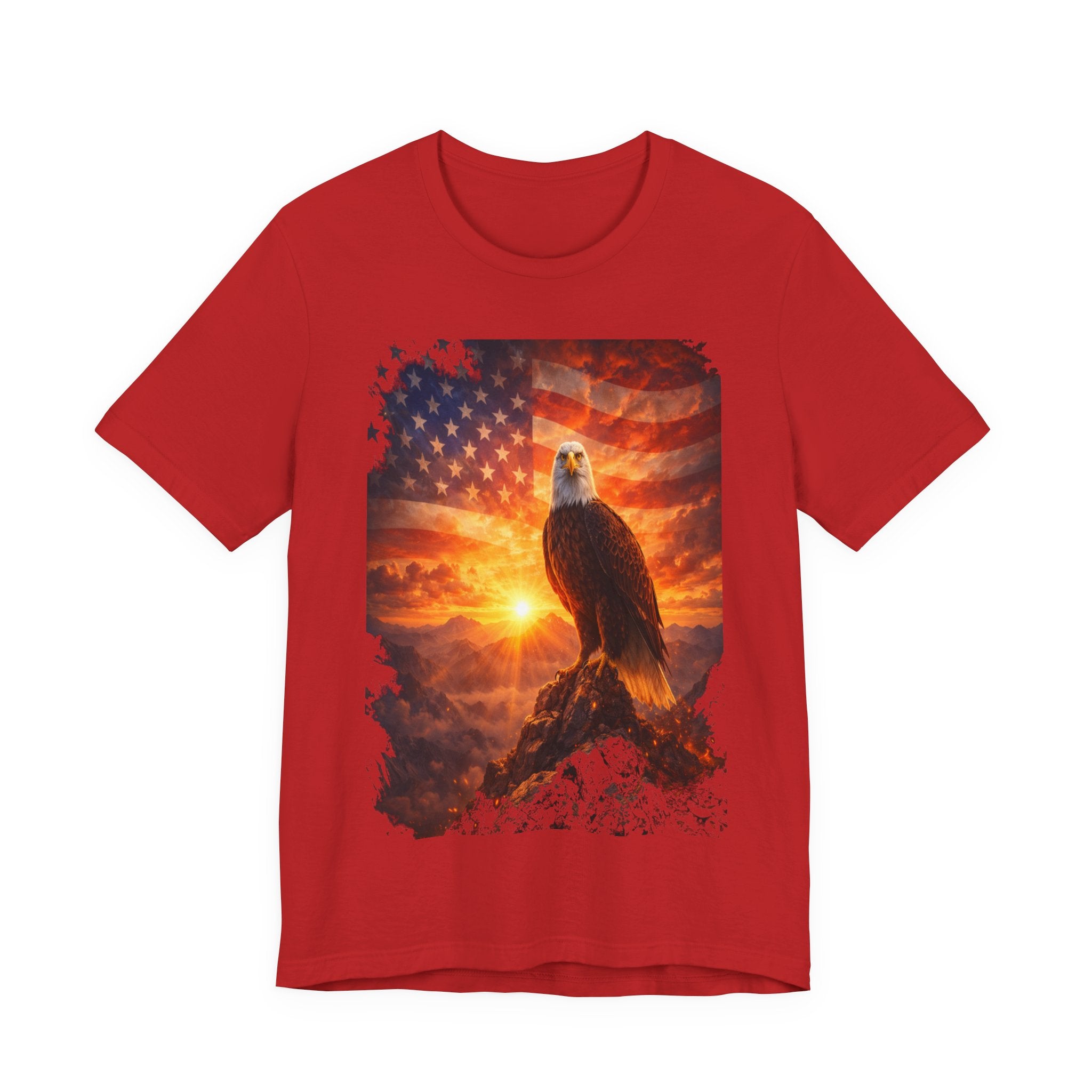 Patriotic Eagle T-Shirt – American Flag Sunrise Graphic Tee