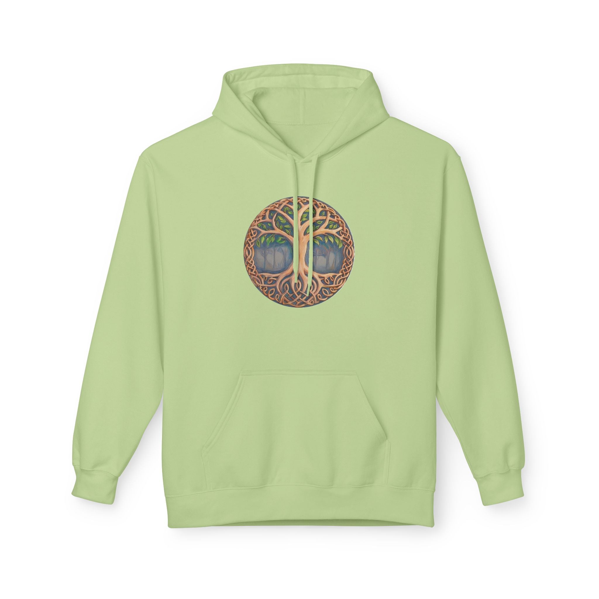 Yggdrasil Tree of Life Cotton Hoodie — Botanical Circle Art Sweatshirt