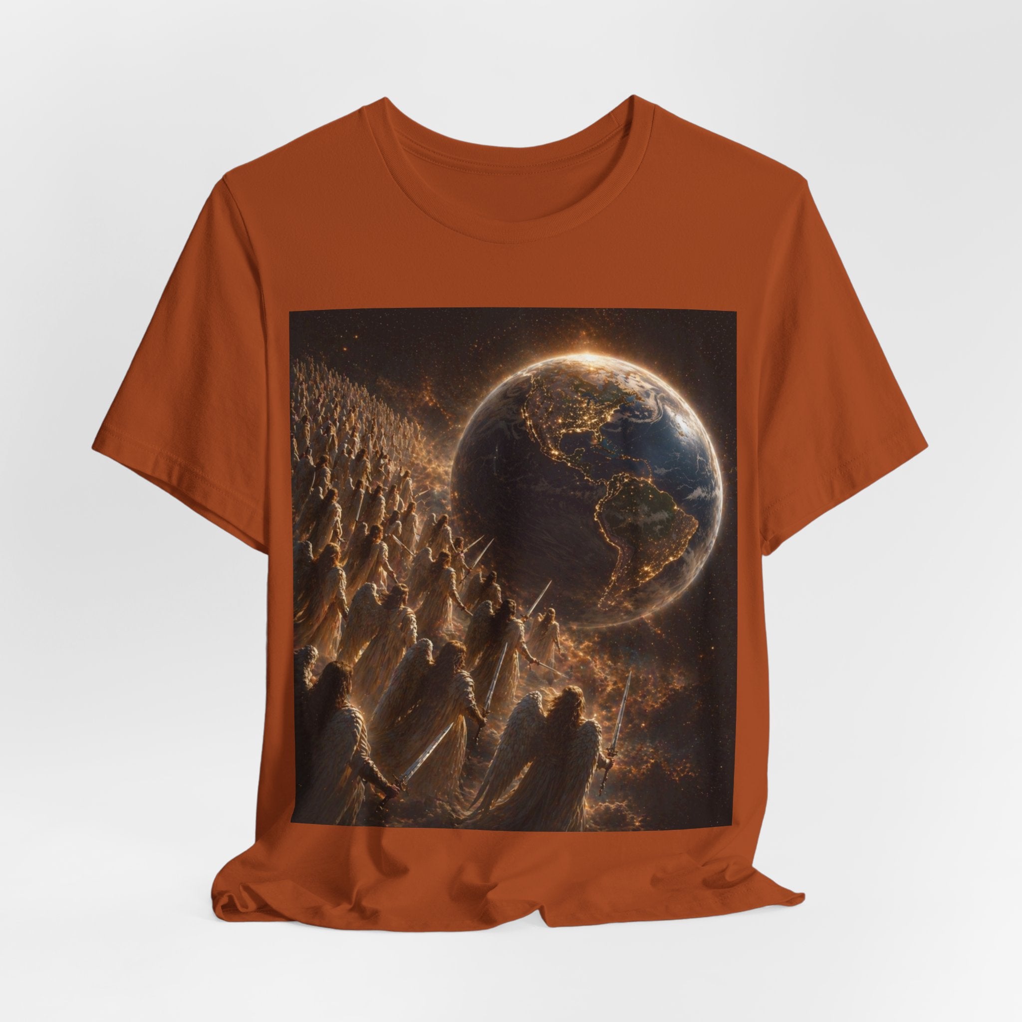 Earth Rise Graphic Tee — Glowing Planet & Mountainscape T-Shirt